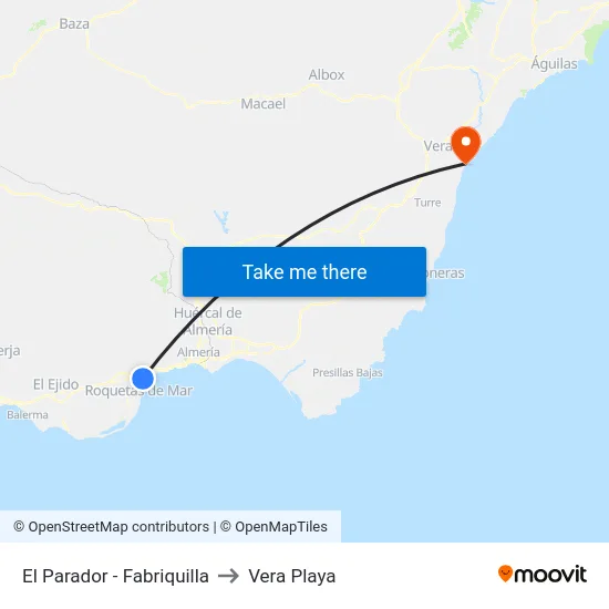 El Parador - Fabriquilla to Vera Playa map