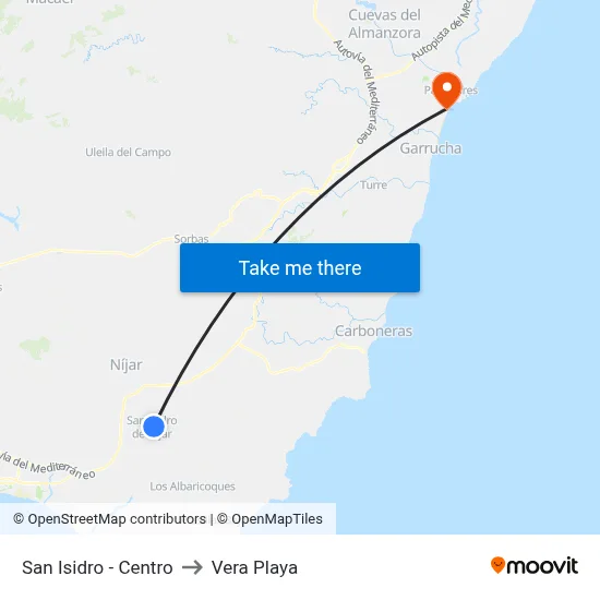 San Isidro - Centro to Vera Playa map