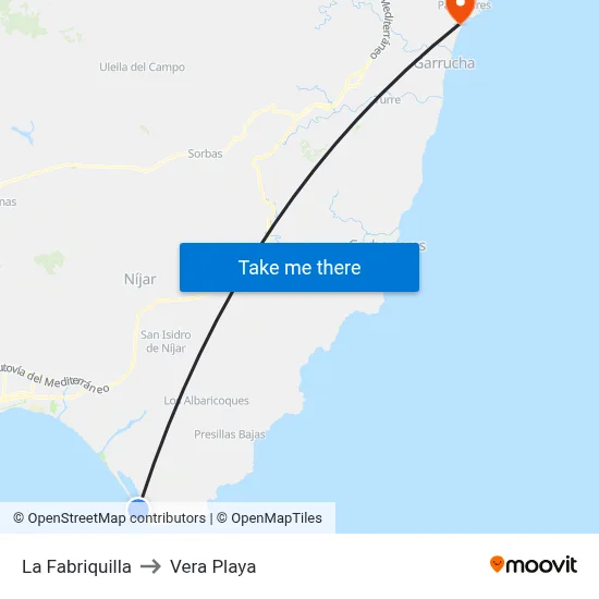 La Fabriquilla to Vera Playa map