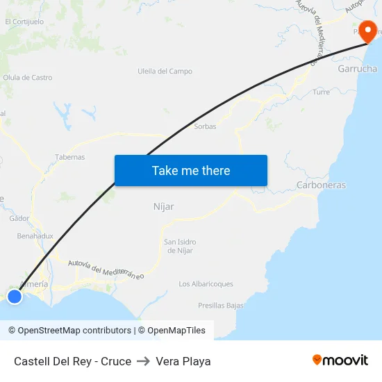 Castell Del Rey - Cruce to Vera Playa map