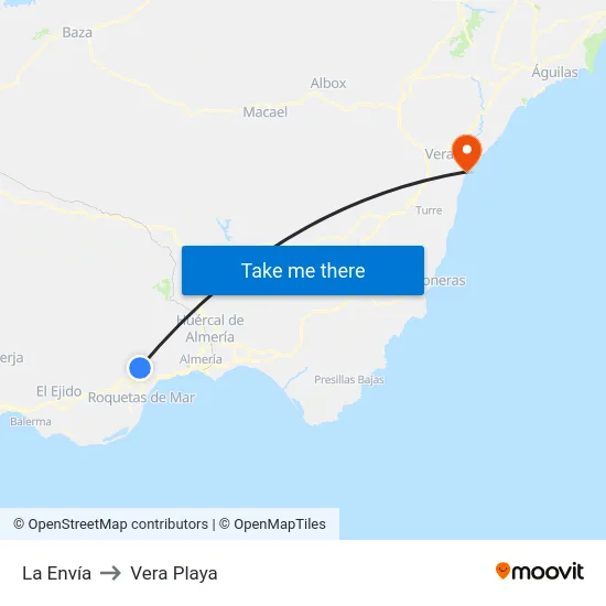 La Envía to Vera Playa map