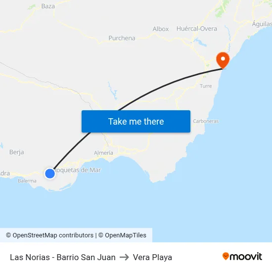 Las Norias - Barrio San Juan to Vera Playa map