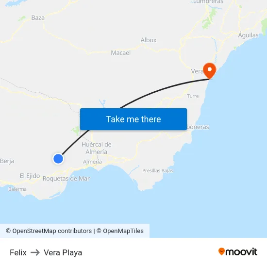 Felix to Vera Playa map