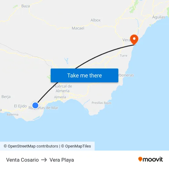 Venta Cosario to Vera Playa map
