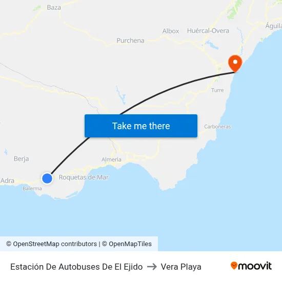 Estación De Autobuses De El Ejido to Vera Playa map
