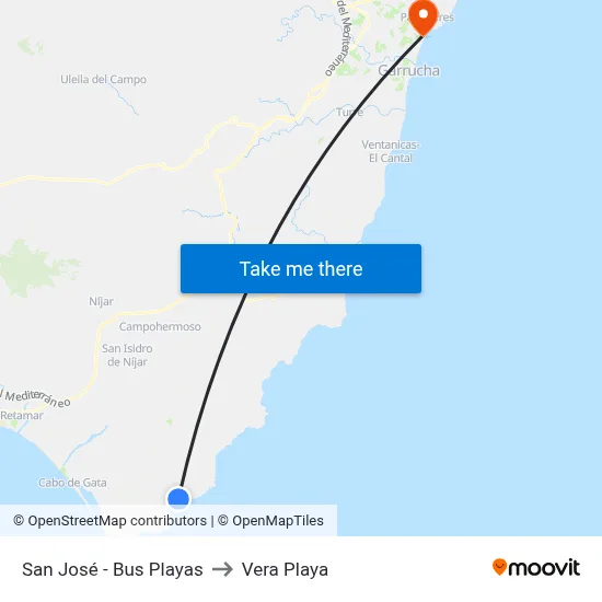 San José - Bus Playas to Vera Playa map