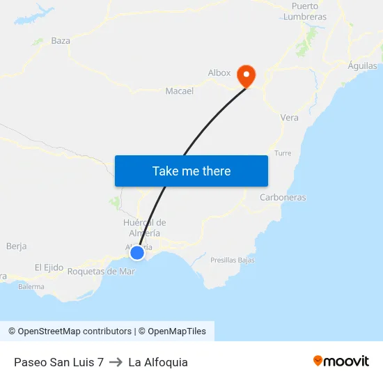 Paseo San Luis 7 to La Alfoquia map
