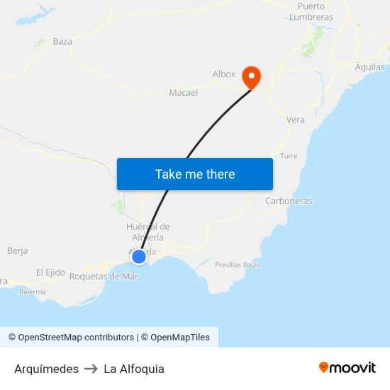 Arquímedes to La Alfoquia map