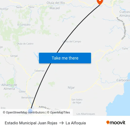 Estadio Municipal Juan Rojas to La Alfoquia map