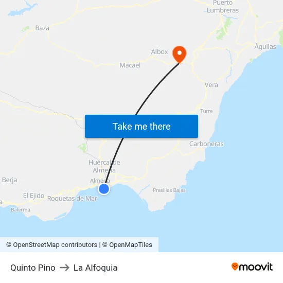 Quinto Pino to La Alfoquia map