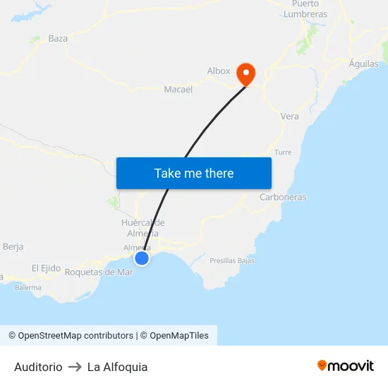 Auditorio to La Alfoquia map