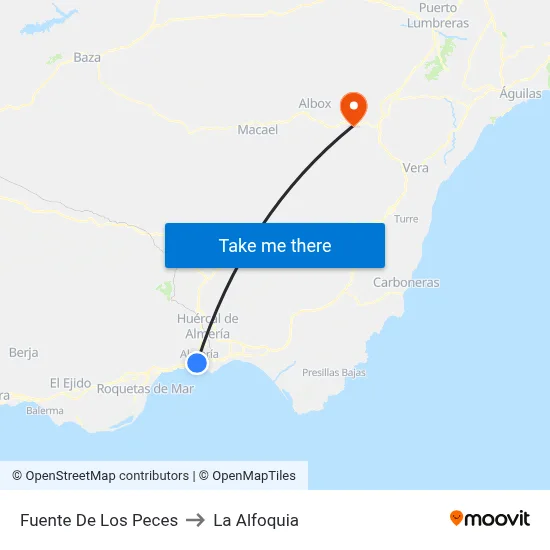 Fuente De Los Peces to La Alfoquia map
