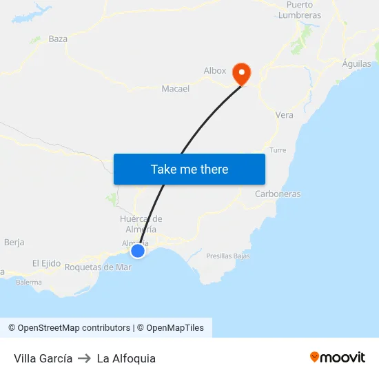 Villa García to La Alfoquia map