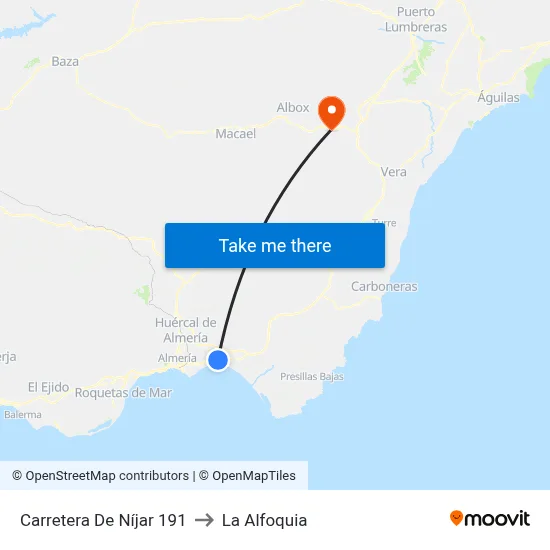 Carretera De Níjar 191 to La Alfoquia map