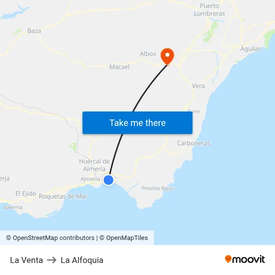La Venta to La Alfoquia map