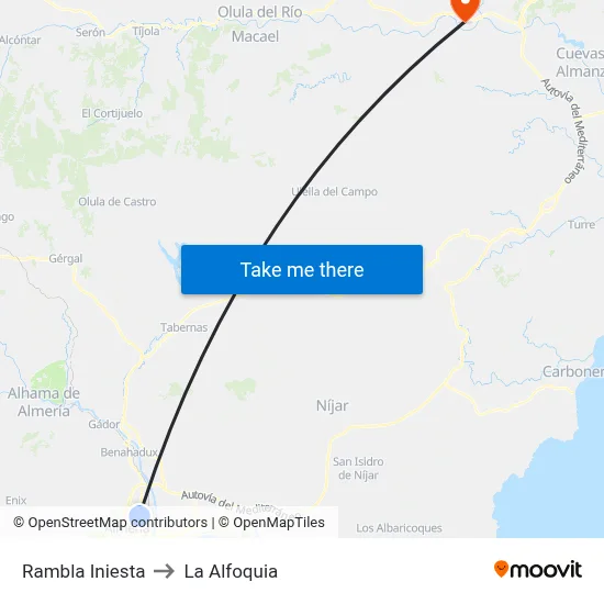 Rambla Iniesta to La Alfoquia map