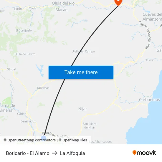Boticario - El Álamo to La Alfoquia map