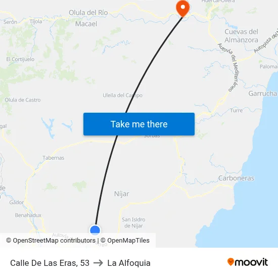 Calle De Las Eras, 53 to La Alfoquia map