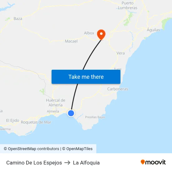 Camino De Los Espejos to La Alfoquia map