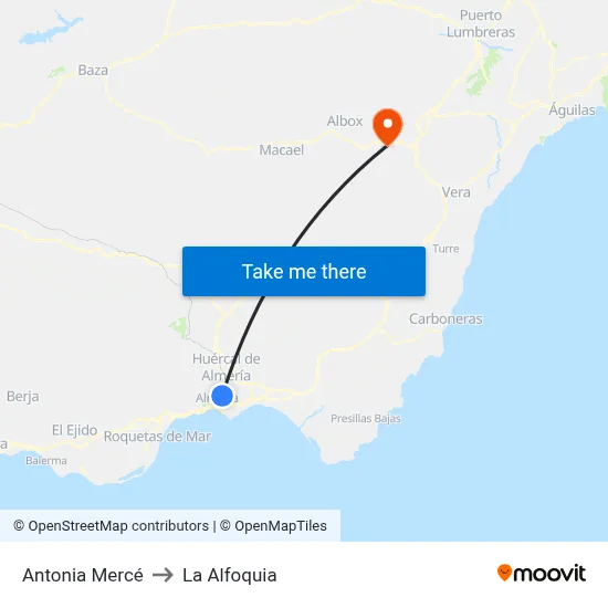 Antonia Mercé to La Alfoquia map