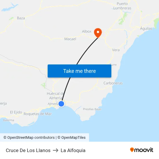 Cruce De Los Llanos to La Alfoquia map