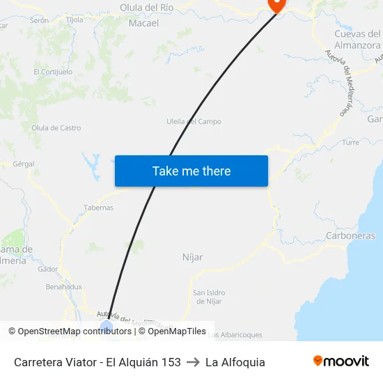 Carretera Viator - El Alquián 153 to La Alfoquia map