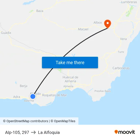 Alp-105, 297 to La Alfoquia map