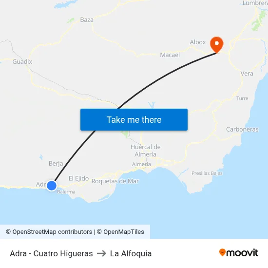 Adra - Cuatro Higueras to La Alfoquia map