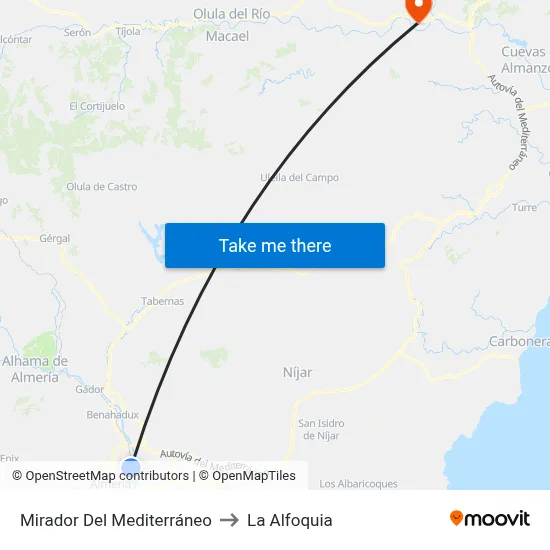 Mirador Del Mediterráneo to La Alfoquia map