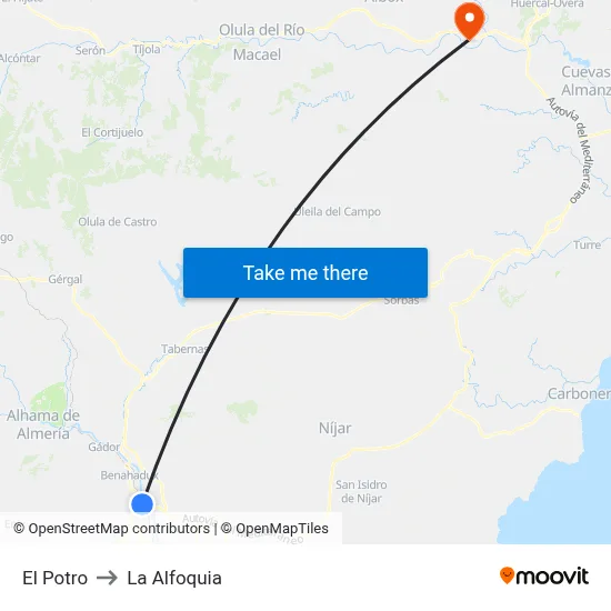 El Potro to La Alfoquia map