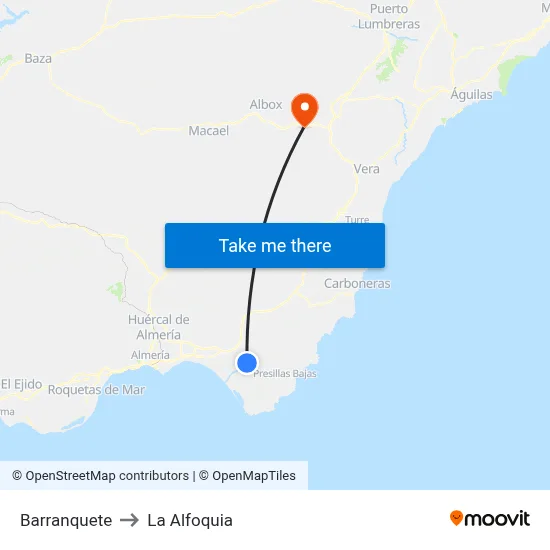 Barranquete to La Alfoquia map