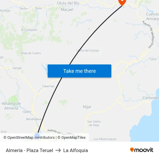 Almería - Plaza Teruel to La Alfoquia map