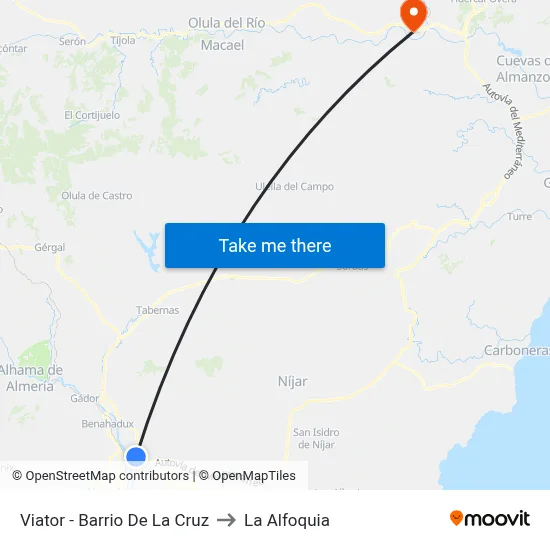 Viator - Barrio De La Cruz to La Alfoquia map