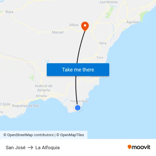 San José to La Alfoquia map