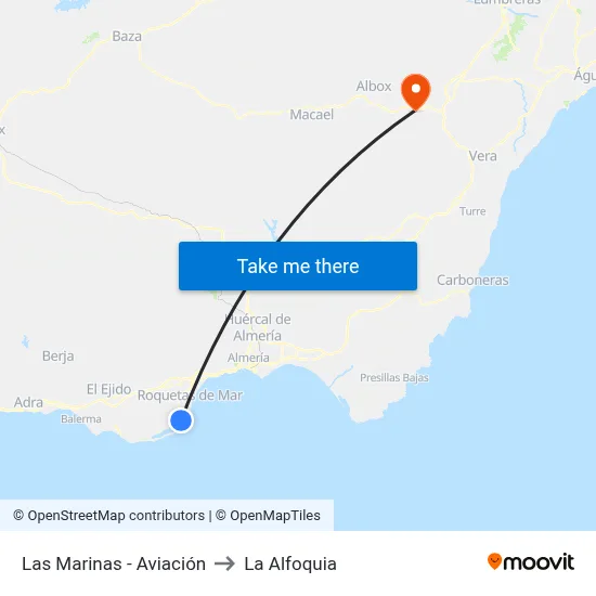 Las Marinas - Aviación to La Alfoquia map