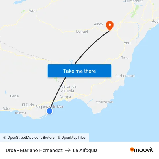 Urba - Mariano Hernández to La Alfoquia map