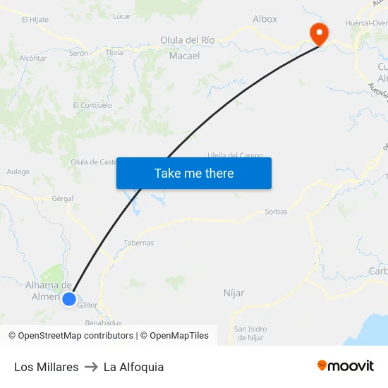 Los Millares to La Alfoquia map