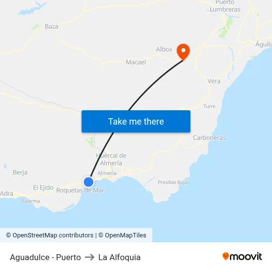 Aguadulce - Puerto to La Alfoquia map