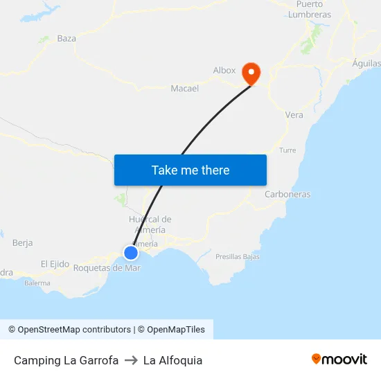 Camping La Garrofa to La Alfoquia map