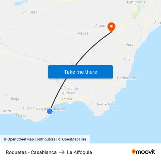 Roquetas - Casablanca to La Alfoquia map