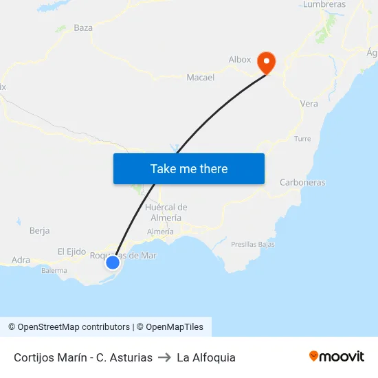 Cortijos Marín - C. Asturias to La Alfoquia map