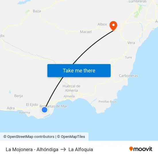 La Mojonera - Alhóndiga to La Alfoquia map