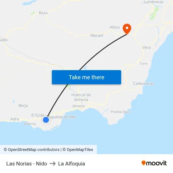 Las Norias - Nido to La Alfoquia map