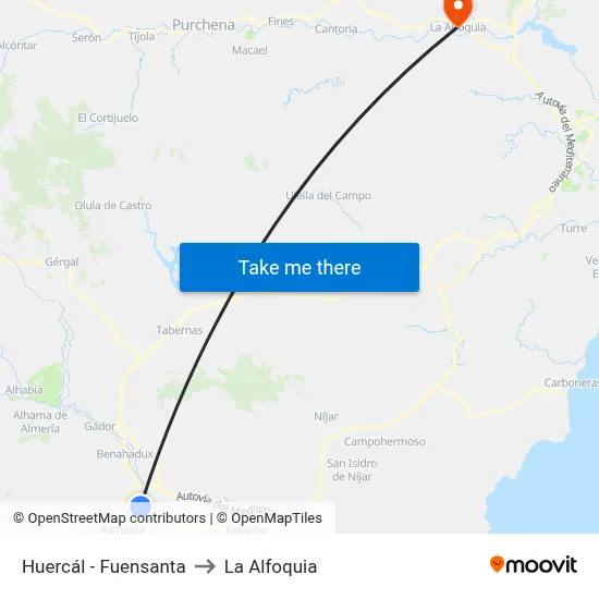 Huercál - Fuensanta to La Alfoquia map