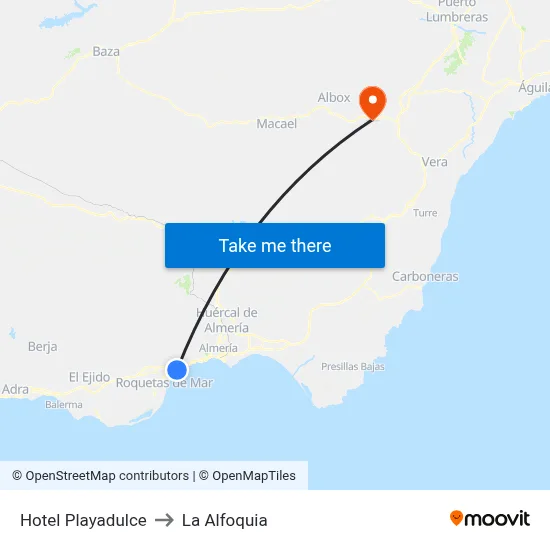 Hotel Playadulce to La Alfoquia map