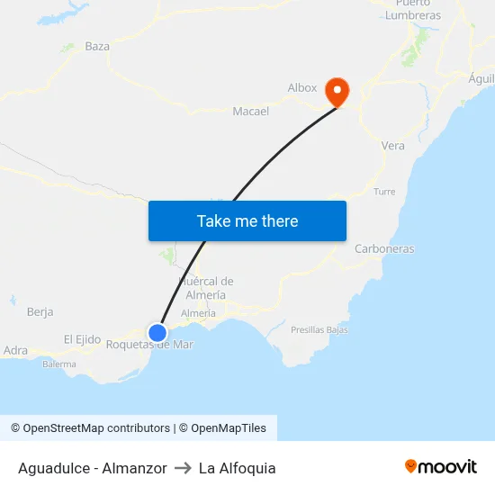 Aguadulce - Almanzor to La Alfoquia map