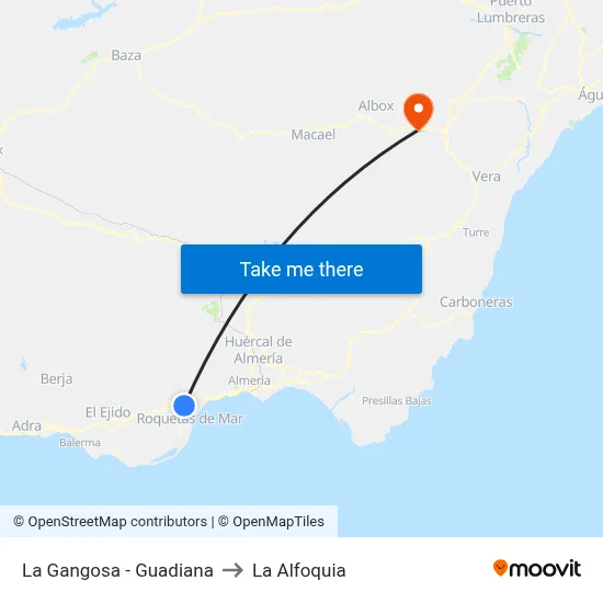 La Gangosa - Guadiana to La Alfoquia map