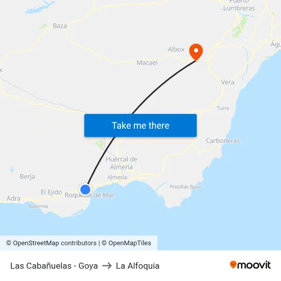 Las Cabañuelas - Goya to La Alfoquia map