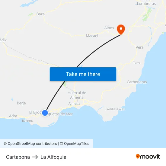 Cartabona to La Alfoquia map