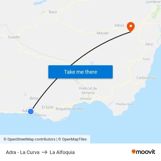 Adra - La Curva to La Alfoquia map